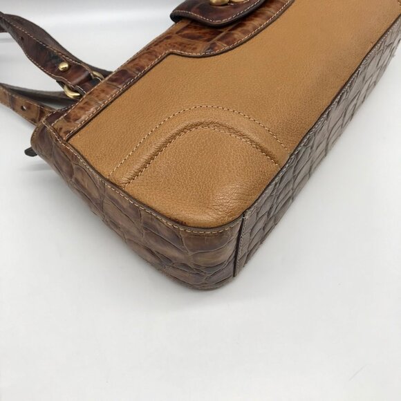 Brahmin Brown Crocodile Embossed Leather 25th Anniversary Edition Shoulder Bag - Picture 9 of 11